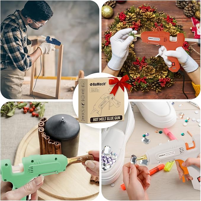 RoMech 60/100W Dual Temp Hot Glue Gun and Sticks Set, Full Size with Case