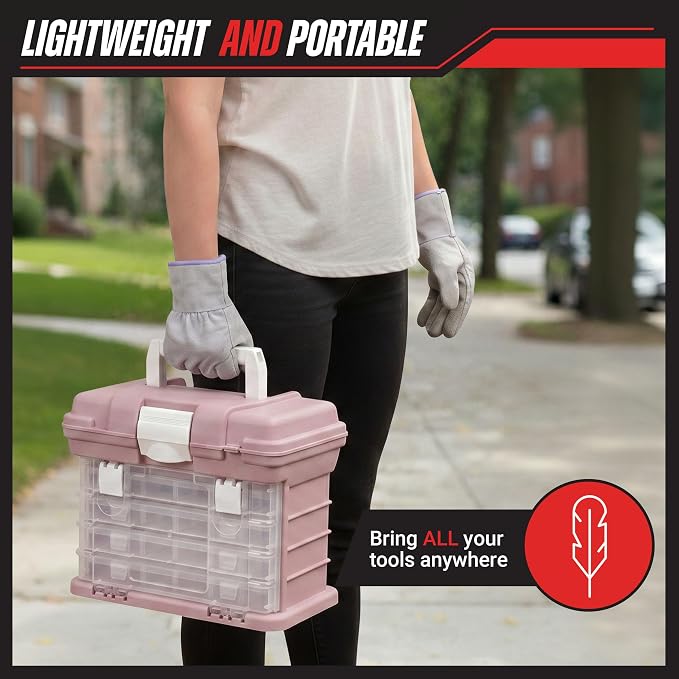Stalwart Portable Tool Box for Women or Men, Pink
