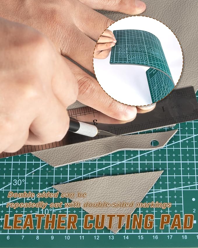 5 Pcs Leather Punch Pads Set， A4+A5 Self Healing Cutting Mats, 15x15cm Rubber And PP Punching Pads, Brown Sound Absorbing Pad, DIY Craft Tools for Leatherworking, Sewing, Quilting