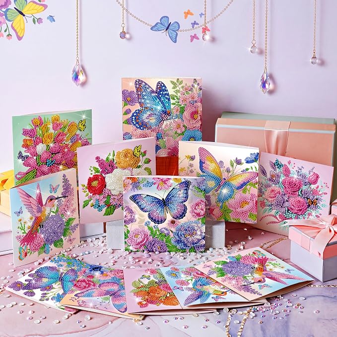 Saillong 24 Pack Butterfly Diamond Painting Greeting Card with Envelopes