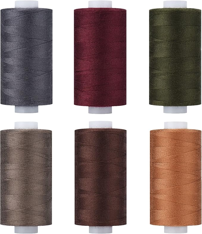 Simthread All Purpose Thread Polyester 6 Dark Colors, 400 Yards Each for Hand Sewing, and Thread for Quilting Piecing Sewing Machines