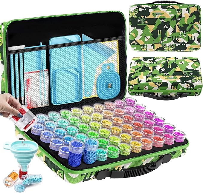 ARTDOT 60 Slots Storage Container for Diamond Art Kits for Adults,Portable Diamond Painting Storage Box with Accessories and Tools