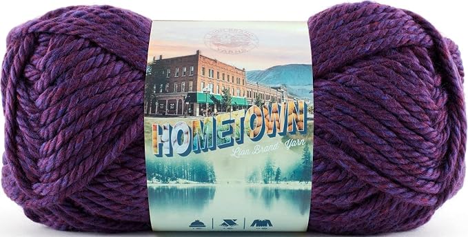Lion Brand Yarn Hometown Yarn, Super-Bulky Yarn for Knitting, Crocheting, and Crafting, 1 Pack, Portland Wine | Super Bulky Acrylic Fiber for Warm Crochet Blankets, Knit Winter Hats, Chunky Cardigans, Soft Scarves, Weaving