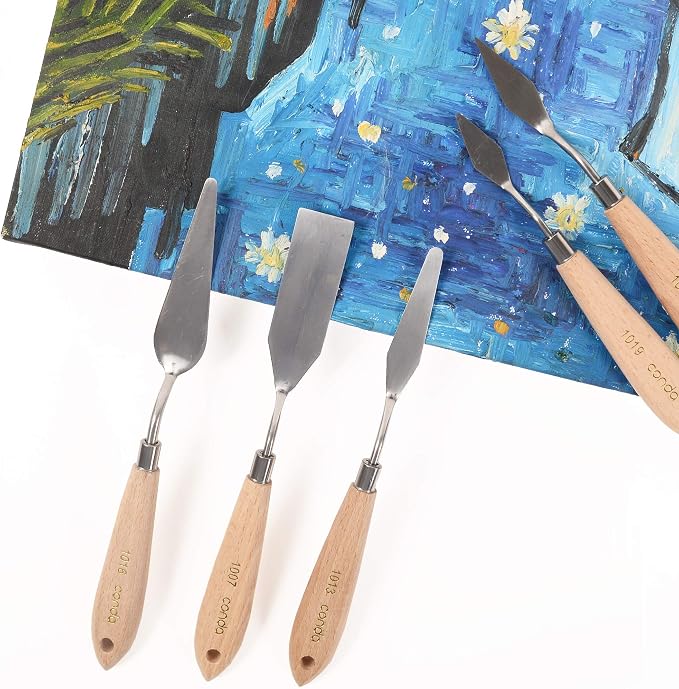 CONDA 11 Piece Stainless Steel Spatula Palette Knife Professional Palette Knife Painting Wood Handle