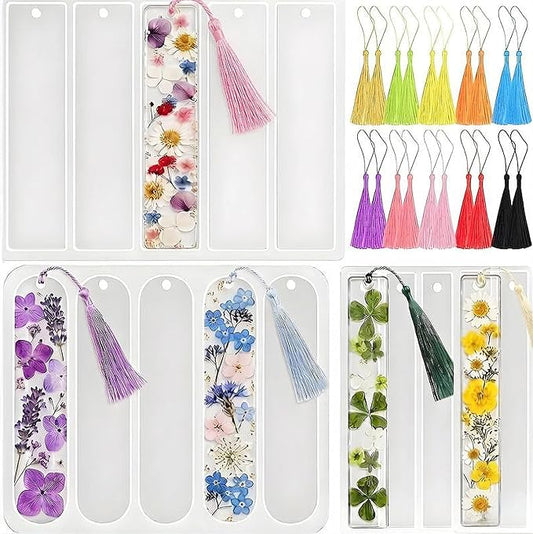 Bookmark Resin Molds Silicone,Set of 15-Cavity Bookmark Making Kit
