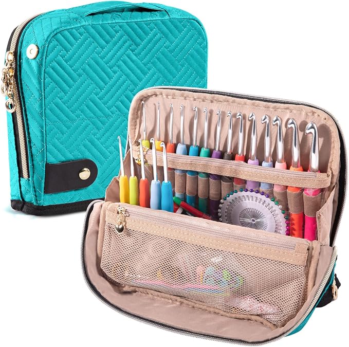 MYBAGZING Empty Crochet Hook Case - Crochet Hook Organizer Case Stand Up (Upgraded) -Corchet Organizer - Crochet Hook Holder for Knitting & Crochet Supplies, Crochet Needles, Crochet Accessories