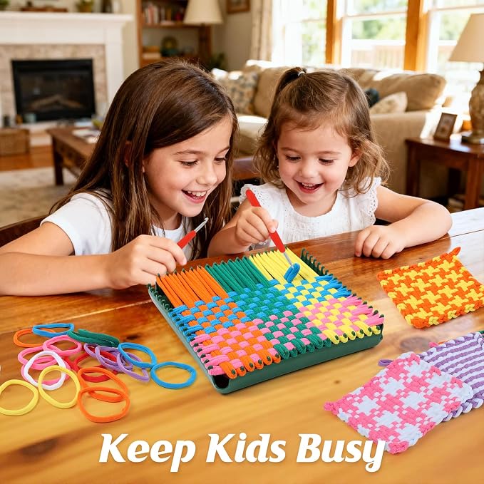 IQKidz Weaving Loom Kit for Girls Ages 8-12, DIY Arts and Crafts for Kids and Adults, Great Toy Gifts for Beginners 6-8 9 10 11 12, Potholder Knitting Loom with 224 Refill Loops