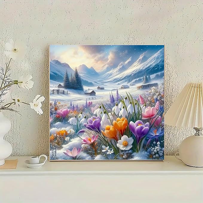 Diamond Art for Adults, 5D Diamond Painting Kit, DIY Diamond Painting Kits for Beginners, Flower Diamond Painting, 14x14 Inches