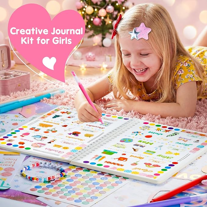 Poaoed DIY Journal Kit for Girls Ages 8-14, Scrapbook & Diary Kit, Gift Set