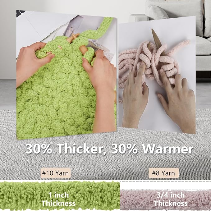 Cozyful Chunky Yarn for Hand Knitting - #10 Chunky Chenille Yarn, Jumbo Big Thick Chunky Yarns for Crocheting, Super Bulky Chunky Knit Blanket Yarns, 8 Skein (22 yds 8 oz Each Skein), Lemon Lime