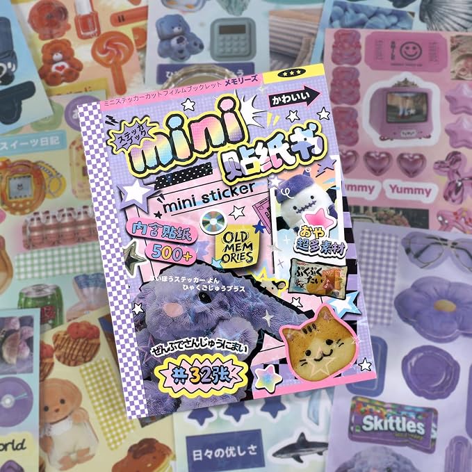 Tmtains 32 Sheets Japanese Manga Style Sticker Book 500+Pcs Heisei Retro Romantic Memory Series Manga Books Style Korean Sticker Aesthetic Japanese Stickers Book for Adults Valentine Gift (Time Ferry)