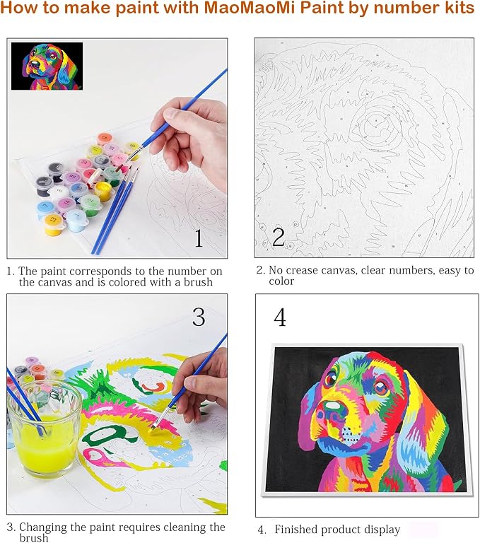 Maomaomi Paint by Numbers DIY Acrylic Painting Kit for Kids & Adults Beginner – 16" Wx20 L Mimi Cat Pattern