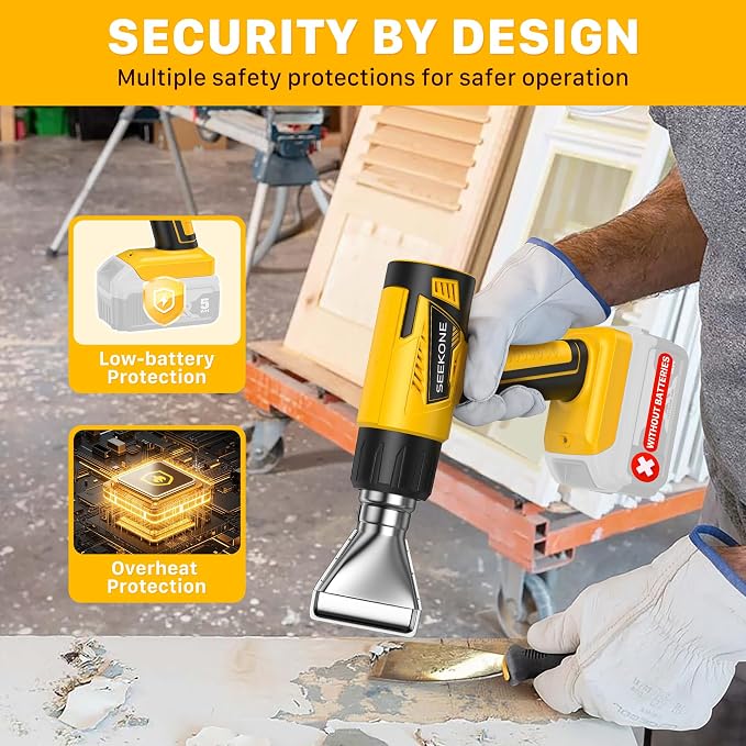 SEEKONE Cordless Heat Gun with LCD 122℉-1112℉ for Crafting, Vinyl Wrap