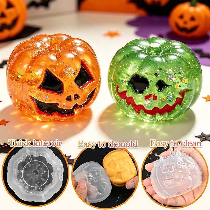 Halloween Candle Mold, 2 Pack Ghost Face Pumpkin Silicone Molds | Halloween Silicone Molds for Epoxy Resin Casting, Candle Soap Making, DIY Gift Plaster Craft,Halloween Party Home Decorations