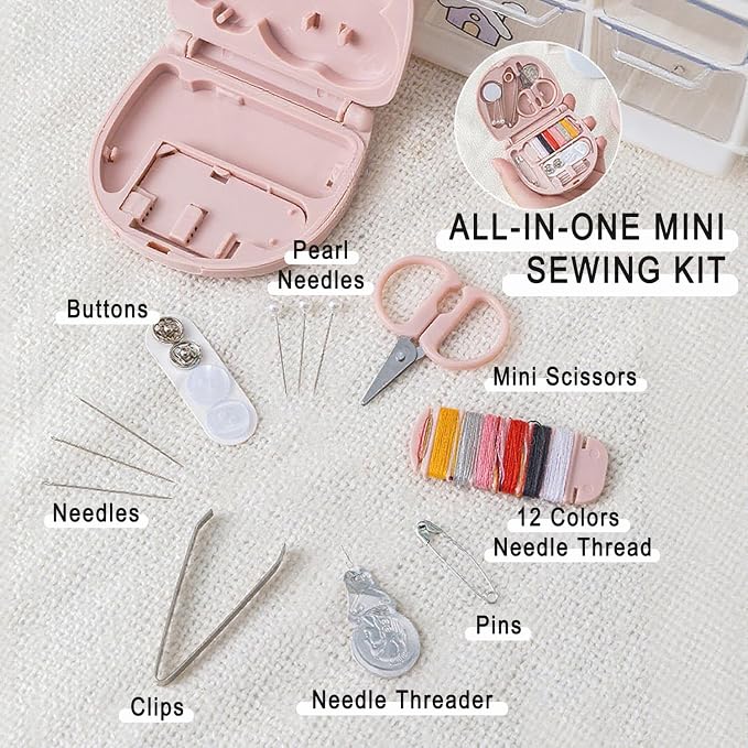 8 Pack Mini Sewing Kits, Compact Travel Emergency Sewing Set with Threads, Scissors, Needles, Portable Repair Supplies for Beginners, Hotels, Travel, Charity