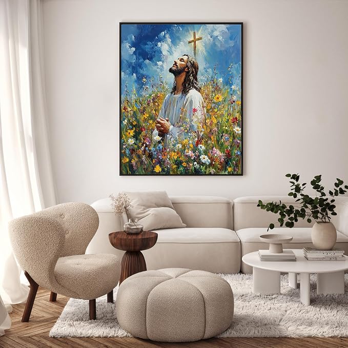 Paint by Numbers Kit for Adults, Jesus Praying Number Painting, 16x20 Inch | DIY Adult Paint by Number Kit on Canvas for Beginners, without Frame, Christian Wall Decor, Stress Relief Craft Gift