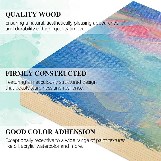 Aodaer 8 Pack Wood Panels 5 x 5 Inch Wooden Panels Canvas Unfinished Craft Wood Boards Panels for Art Crafts, Acrylic and Oil Painting, Pouring, DIY Projects