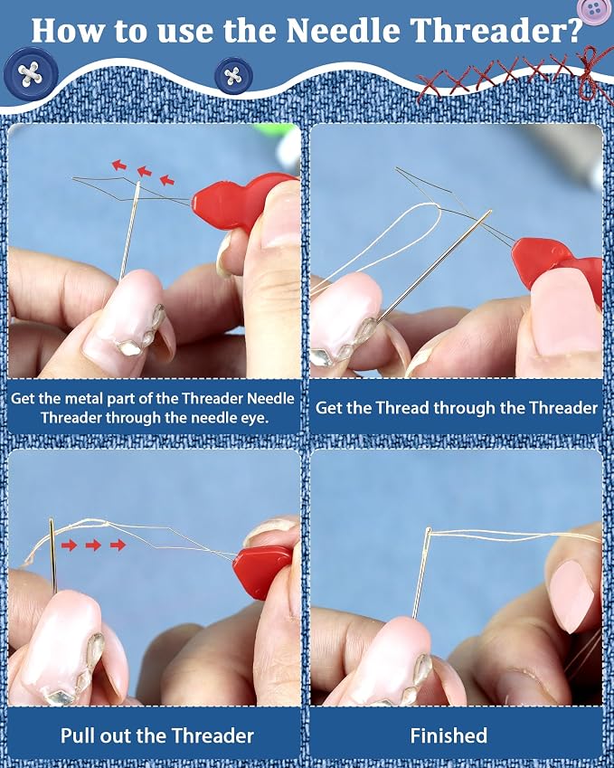 30-Count Steel Sewing Needles for Hand Sewing, 6 Sizes Large Eye Embroidery and Hand Quilting Needles Kit with Threaders for Art & Craft Projects（Pink）