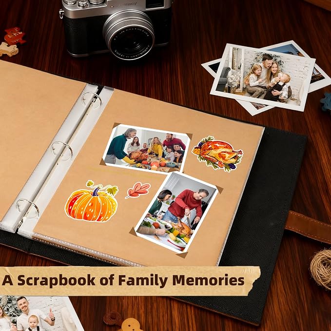 Vienrose 13"x11" Scrapbook Album Gift Set Faux Leather DarkBrown 60 Pages
