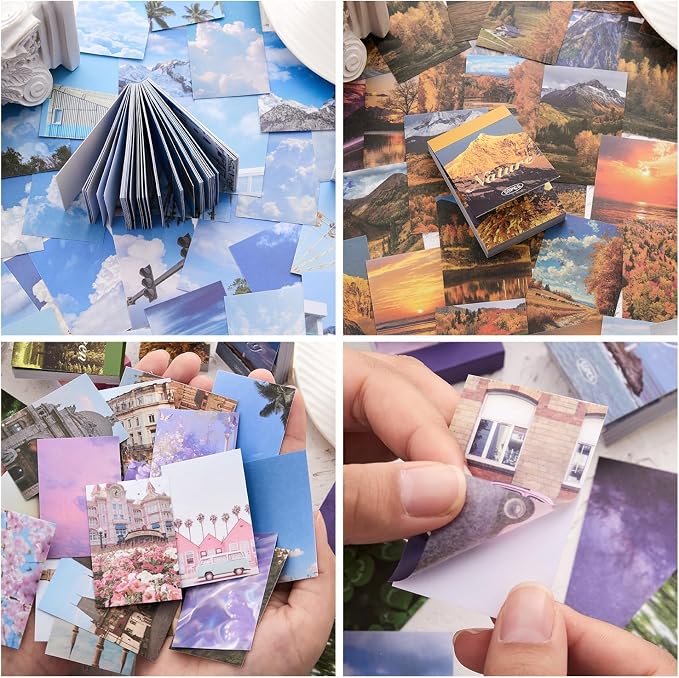 6 Sets 300 Pcs Washi Stickers Set Vintage Aesthetic Sticker Book for Journaling, DIY Retro Pattern Paper Sticker Decals for Bullet Journal Scrapbooking Diary Craft Gift Album Notebook for Women Girls