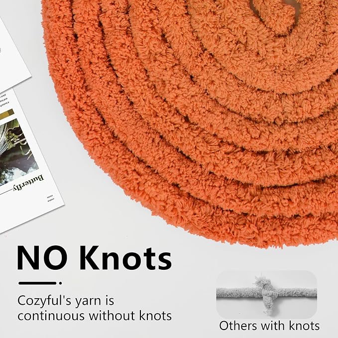 Cozyful Chunky Yarn for Hand Knitting - #10 Chunky Chenille Yarn, Jumbo Big Thick Chunky Yarns for Crocheting, Super Bulky Chunky Knit Blanket Yarns, 8 Skein (22 yds 8 oz Each Skein), Pumpkin Orange