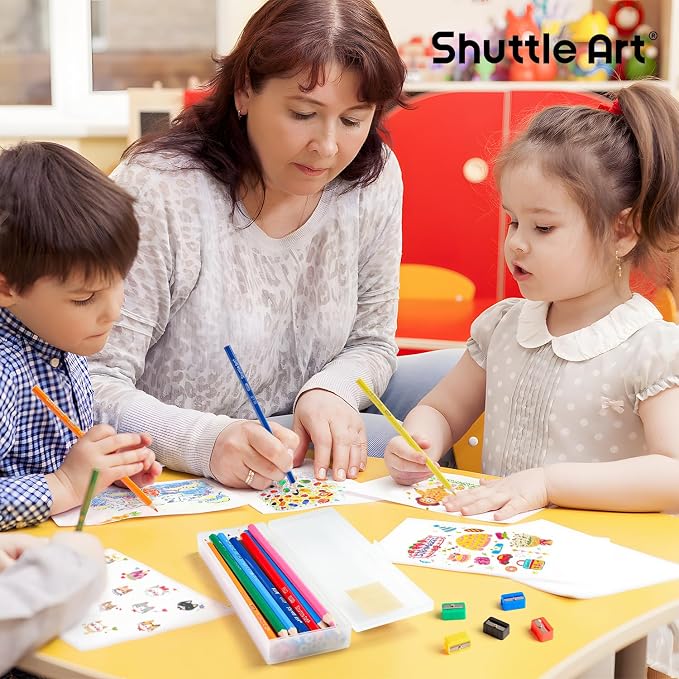 Shuttle Art 288 PCS Colored Pencils Bulk, 12 Assorted Colors, Pre-sharpened Colored Pencils for Kids with Sharpeners, Bulk Pack School Supplies for Teachers & Students