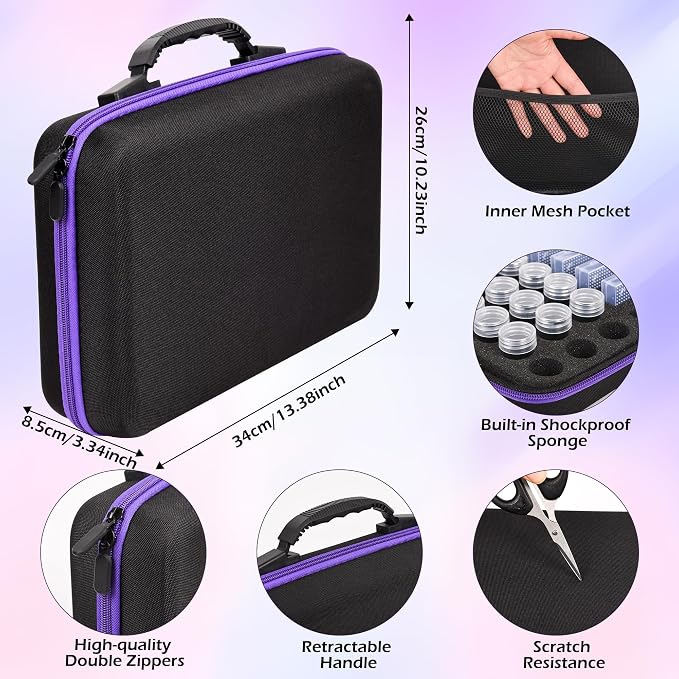 MERATIA Diamond Painting Storage Case Organizer, 40 Slots with Accessories