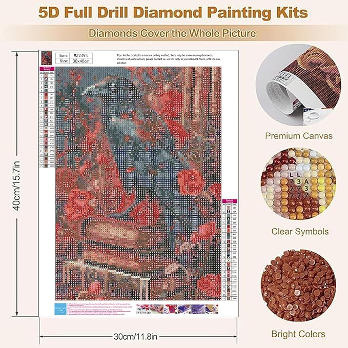 XUCNWL Halloween Diamond Art Kits for Adults,Crow Book Diamond Painting