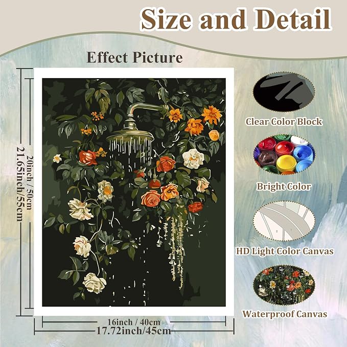 Paint by Number for Adults, Bathroom Paint by Numbers Kit for Adults 16x20