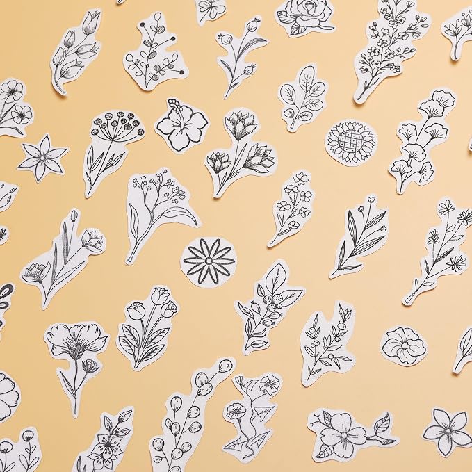 Patemby 50Pcs Embroidery Pattern Water Soluble Embroidery Stabilizers, Stick and Stitch Embroidery Paper Wash Away with Pre-Printed Pattern Designs Stencils Transfers for Hand Sewing Lover Beginner