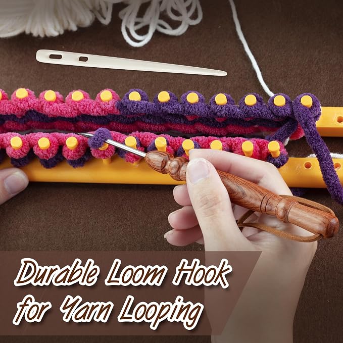 Savina Set 2 Knitting Loom Hook & Bone Nalbinding Needle - Multipurpose Weaving/Knitting/Stitching Needles for DIY & Crochet