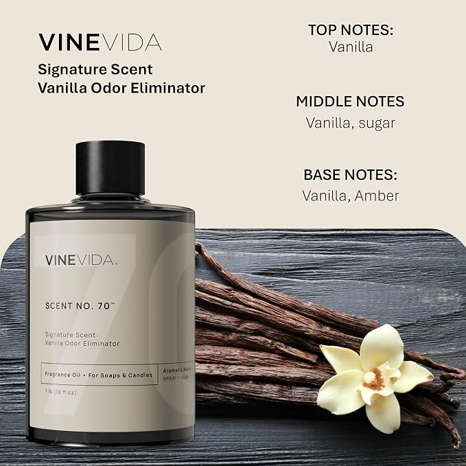 VINEVIDA [16oz] Vanilla Odor Eliminator Fragrance Oil for Candle Making - Made in USA Candle Scents for Candle Making - Natural Candle Fragrance Oil - Scents for Soap Making