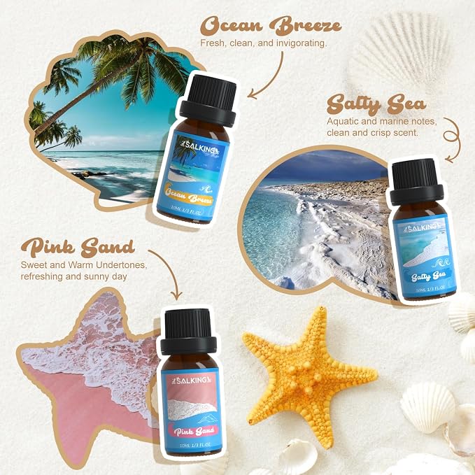 SALKING Surf & Sand Fragrance Oils, Premium Essential Oil Set for Diffuser