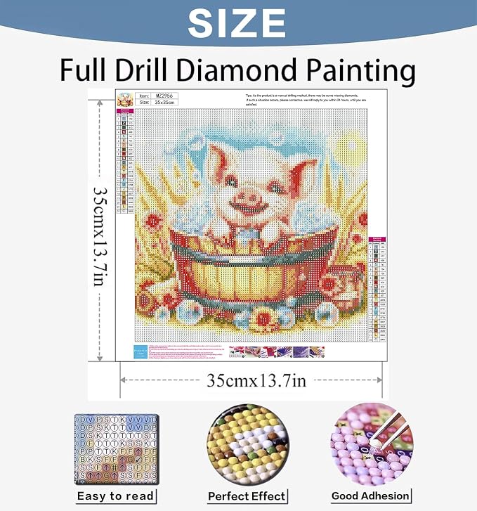 Benjenes Pig Diamond Art Kits for Adults, Cute Diamond Painting