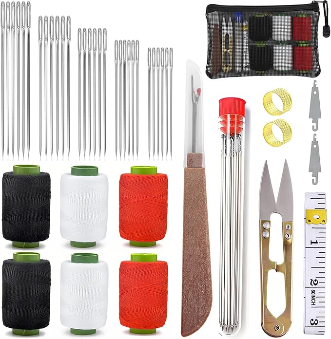 44Pcs Sewing Tool Set, Big Eye Steel Sewing Needle Kit for Hand Sewing