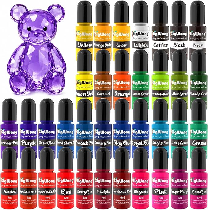Epoxy Resin Pigment - 36 Color Liquid Translucent Colorant, Highly Concentrated Dye for DIY Jewelry Making, AB Coloring Paint, Craft 6ml Each
