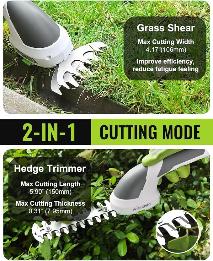 WORKPRO 7.2V Cordless Grass Shear & Shrubbery Trimmer