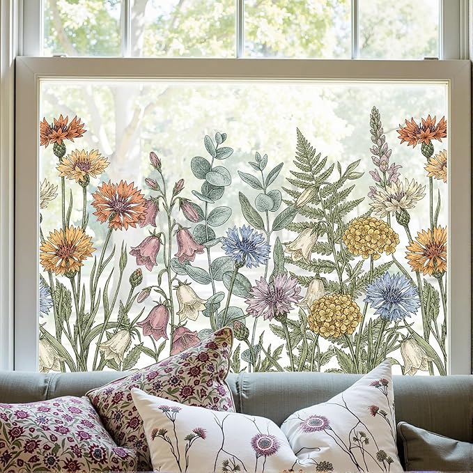 ADD.HERES Stained Glass Window Film, Window Film Decorative, 17.5 x 78.7 in