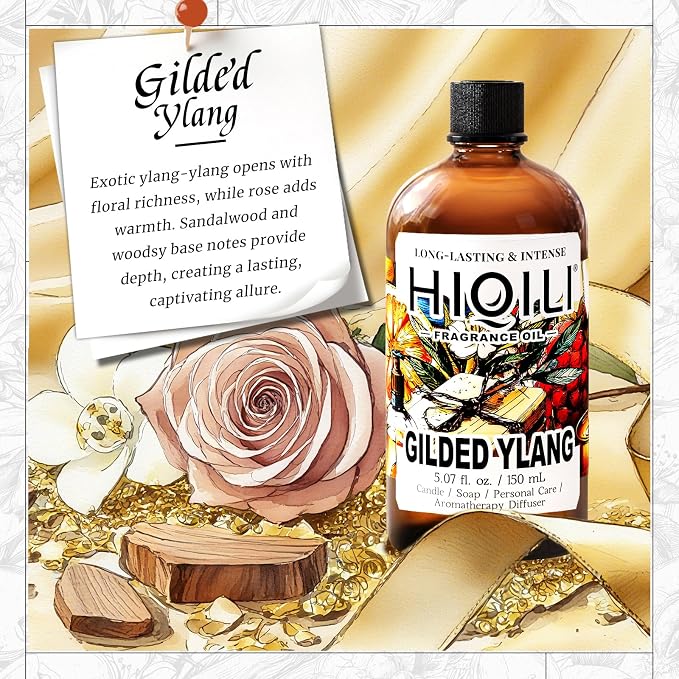 HIQILI Gilded Ylang Fragrance Oil for Making Candle, Inspired by Di's J'Adore, Car Air Freshener, Luxury Scents for DIY Women Perfume - 5.07 Fl Oz (Pack of 1)