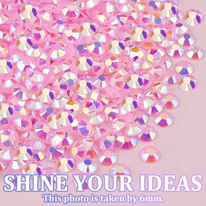 25000Pcs Resin Rhinestones for Crafting, Light Pink AB 2-6mm Mixed Sizes Non Hotfix Flatback Gems with 1Pcs Glue, Bedazzling Crystal for DIY Craft Clothing Mugs Tumblers Shoes Fabric Decor Nail Art
