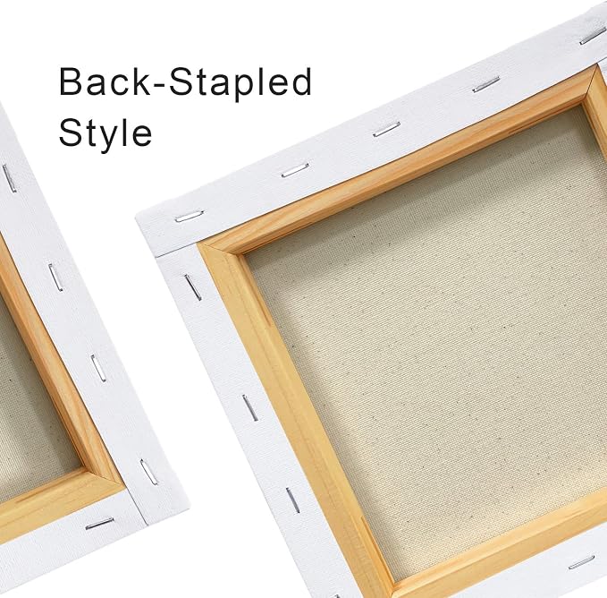 PHOENIX Stretched Canvas for Painting 8x8 Inch/7 Value Pack, 8 Oz Triple Primed 5/8 Inch Profile 100% Cotton White Blank Canvas, Square Framed Canvas for Oil Acrylic & Pouring Art