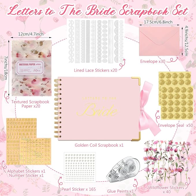 Letters to Bride Scrapbook,8.5 X 7 Inch,Classic,Pink