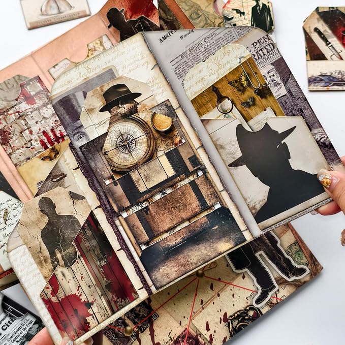 Junk Journal Kit Mystery Detective Ephemera Set for Crafts
