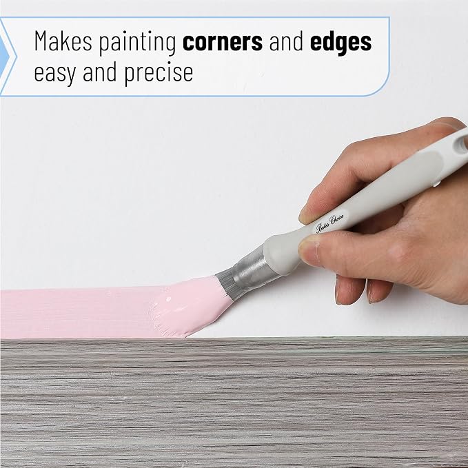 Bates- Trim Paint Brush, 3 pcs, 5/8”, 3/4” and 1”, Ergonomic Handle, Grey Theme, Trim Brushes for Painting
