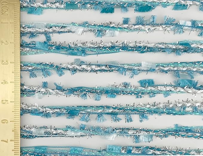 Artisanal Yarn Collection Multifiber Fancy Yarn for Knitting Crocheting Crafts DIY, Set of 3 Rolls (Ice Blue)