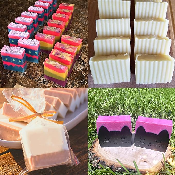 6 Packs 42oz Soap Loaf Wood Box for Soap Making, Green Premium Silicone Loaf Soap Mollds with Wooden Box and Lid, Ideal for Large Size Homemade Soaps, Flexible and Heat Resistant
