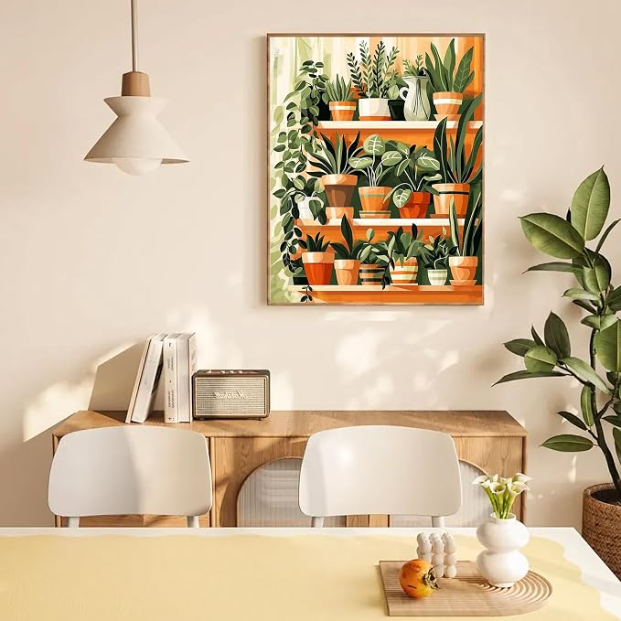 Yunruily Green Plant Canvas Paint by Numbers for Adults-Paint by Numbers Adults Plant,Painting by Number Canvas for Adult for Gifts and Home Wall Decor(with Gifts Box) 16x20inch