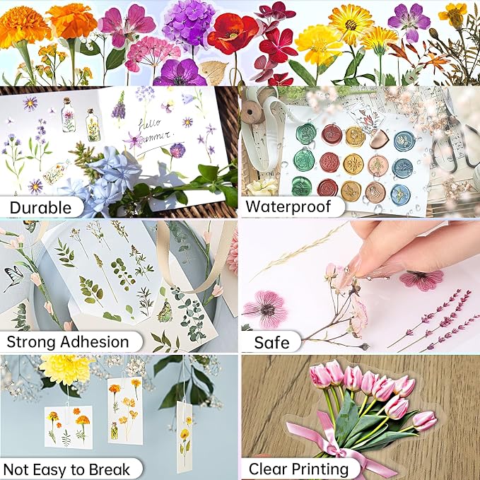 Arme Scrapbook Flower Stickers Floral Stickers(1466+PCS, 110 Sheets)