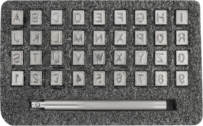 RJLCTH 37 Pcs Alphabet and Number Stamps Leather Stamping Kit