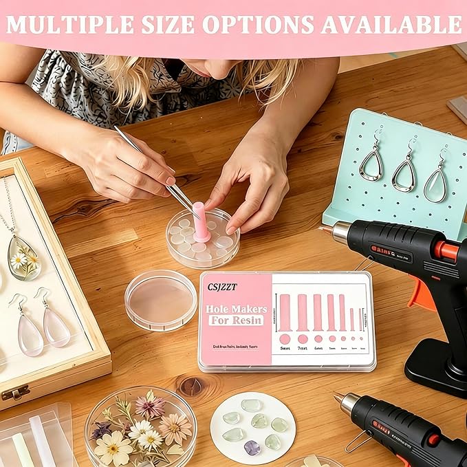 Resin Hole Maker 35 Pcs 7 Sizes Drill-Free Silicone Inserts for Epoxy Resin